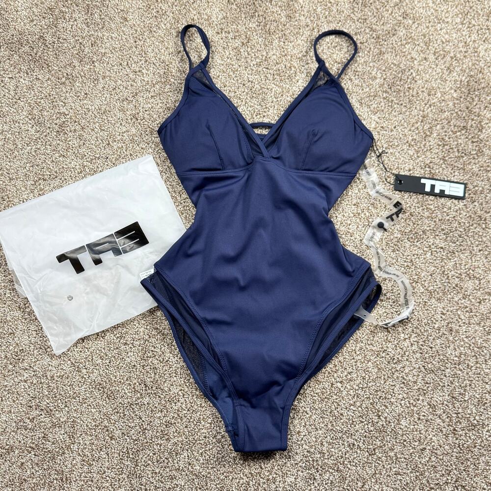 TA3 Sculpting Swimsuit Meshy One Piece Midnight Blue XS Reg/Long NWT $170